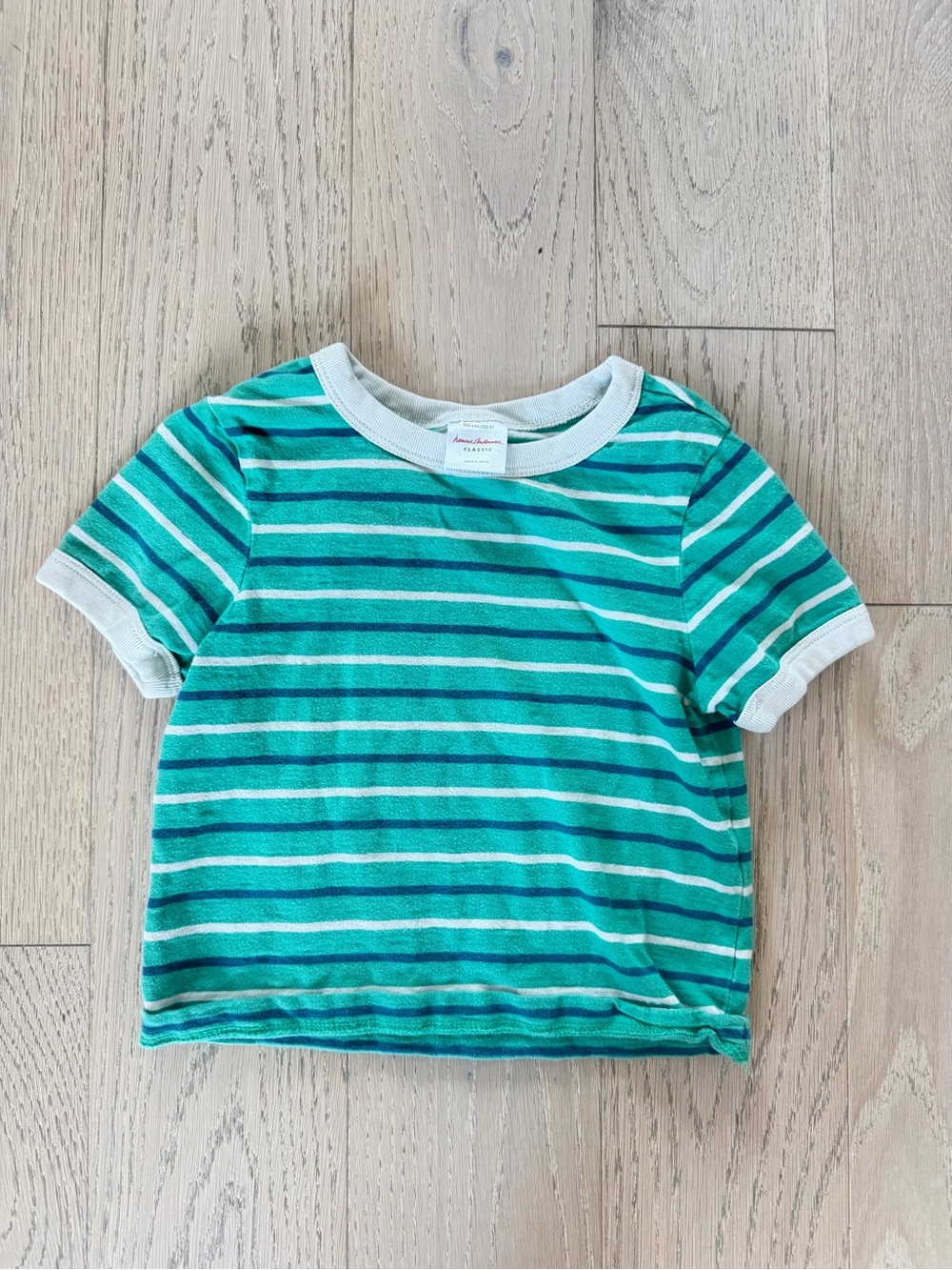 Hanna Andersson Green & White Striped Short-Sleeve Tee